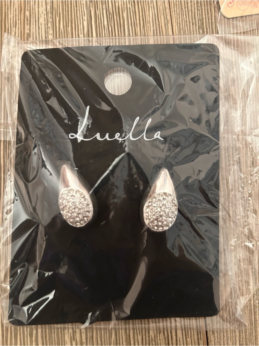 Silver Crystal Teardrop Stud Earrings